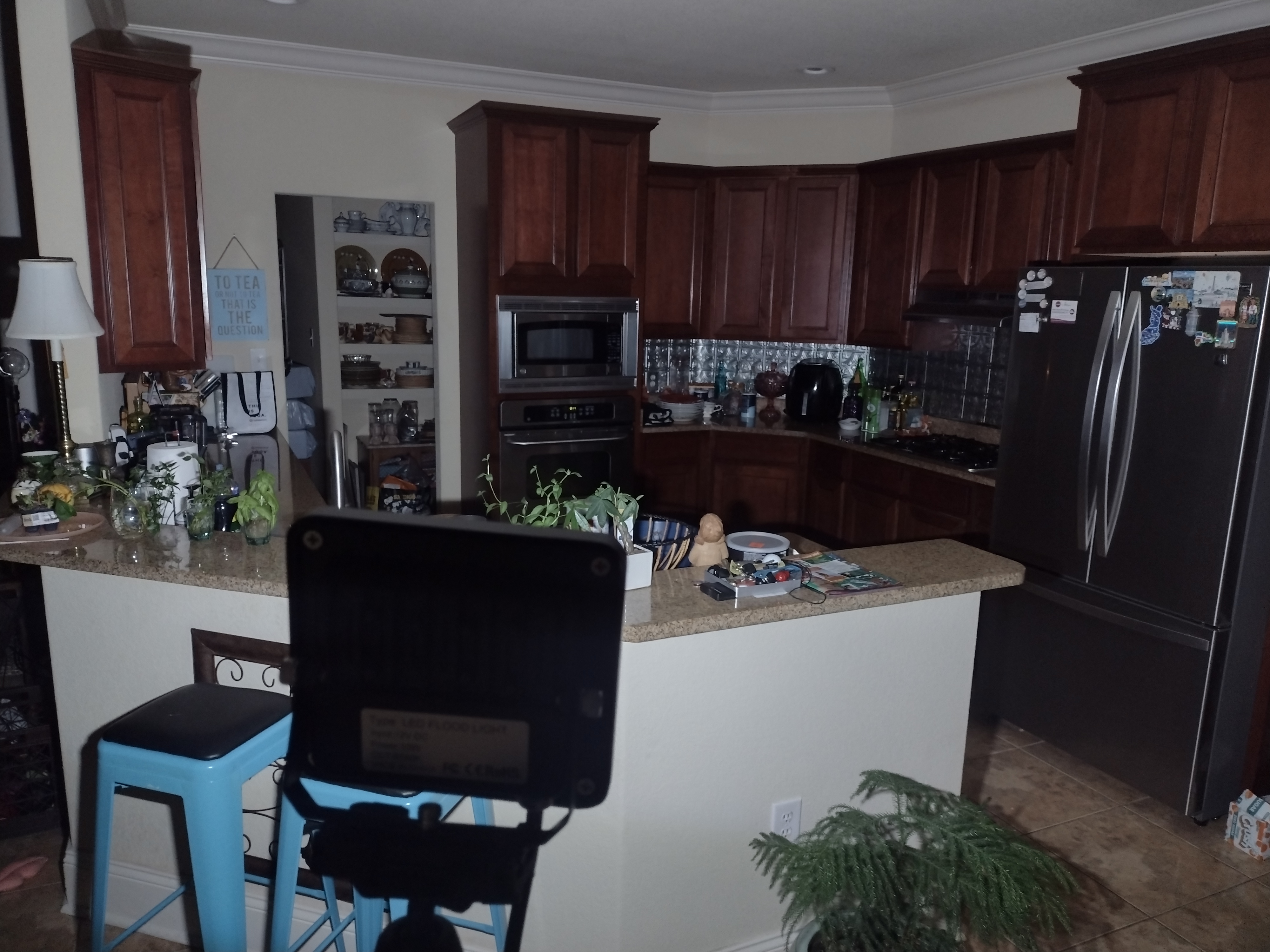 Kitchen Illuminated By Floodlight