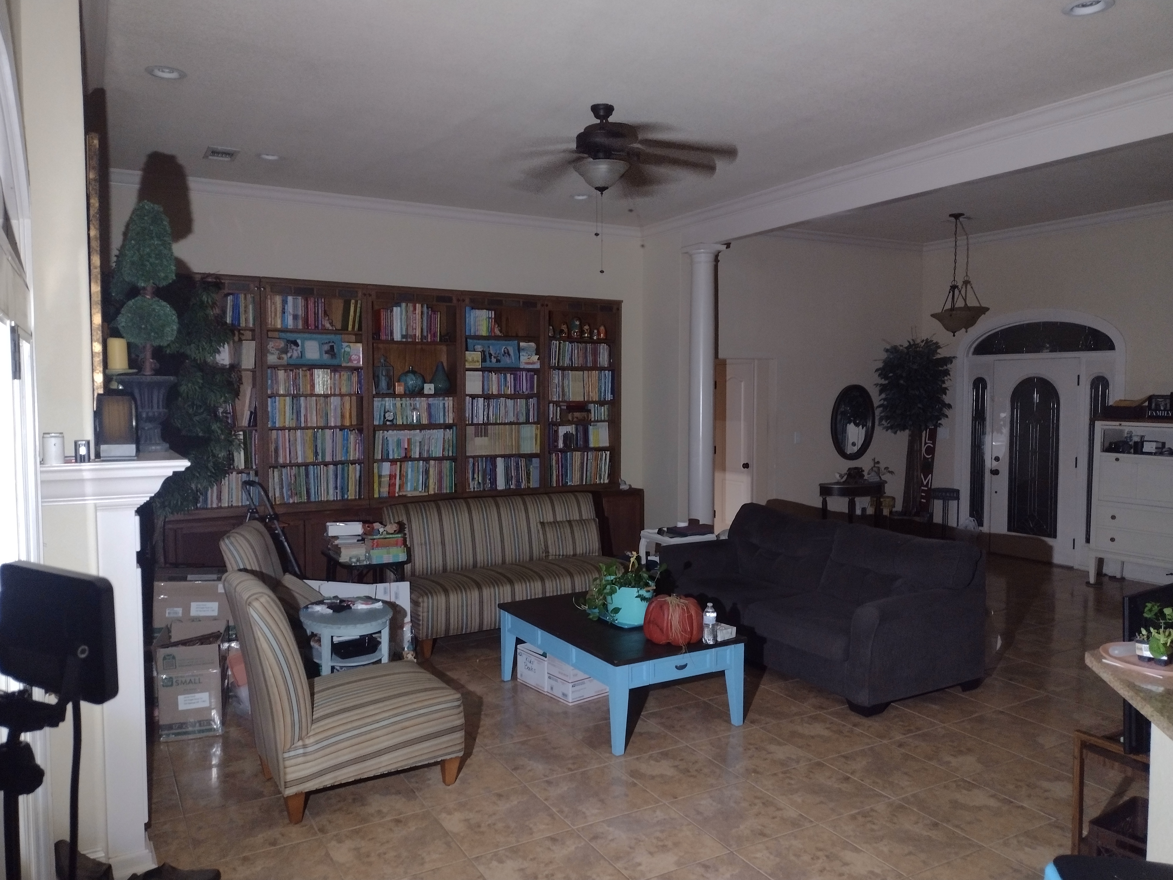 Living Room Illuminated By Floodlight